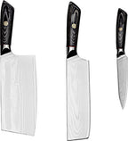 3-delig - damascus messen - japanse messen-67 layers VG10 Damascus Steel-pakka wood handle